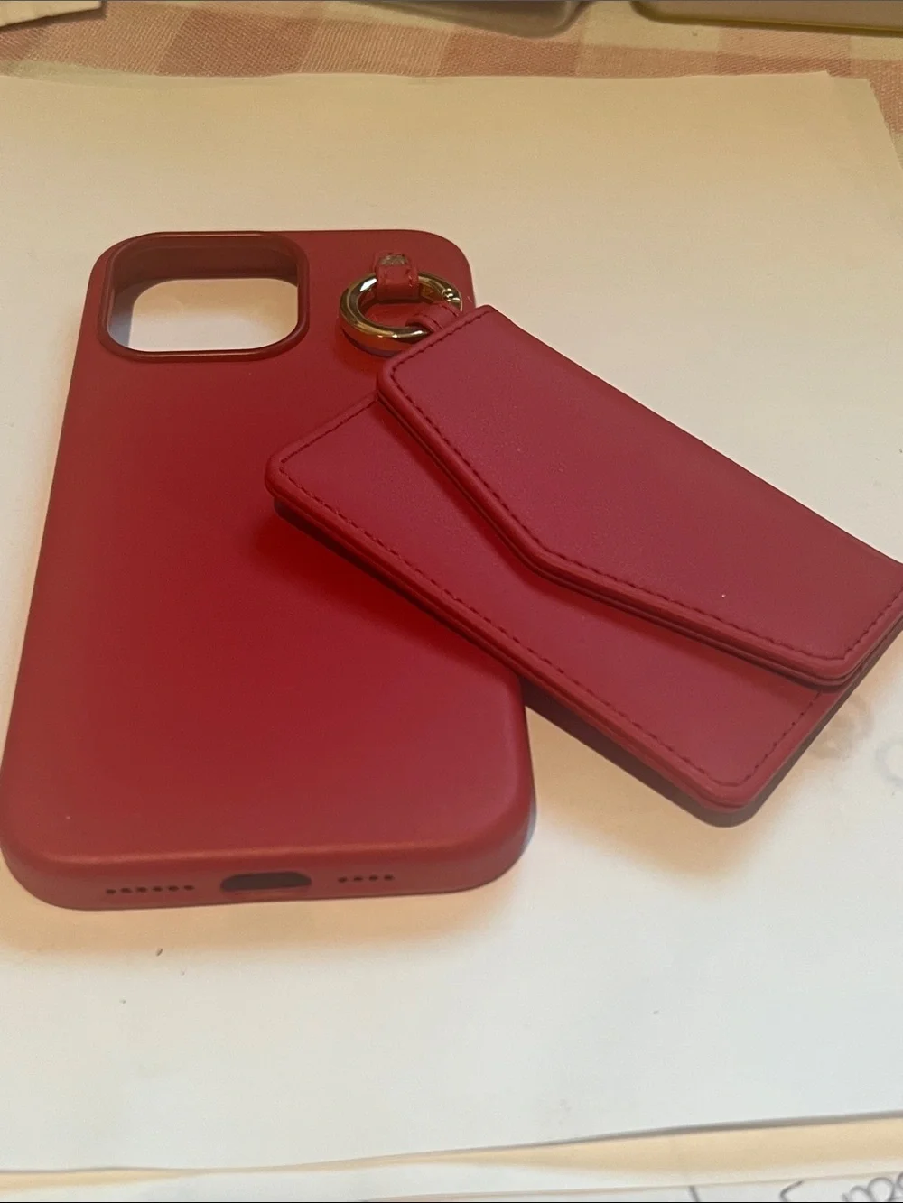 Red Smartphone Wallet Case with Card Holder iphone 15 pro max